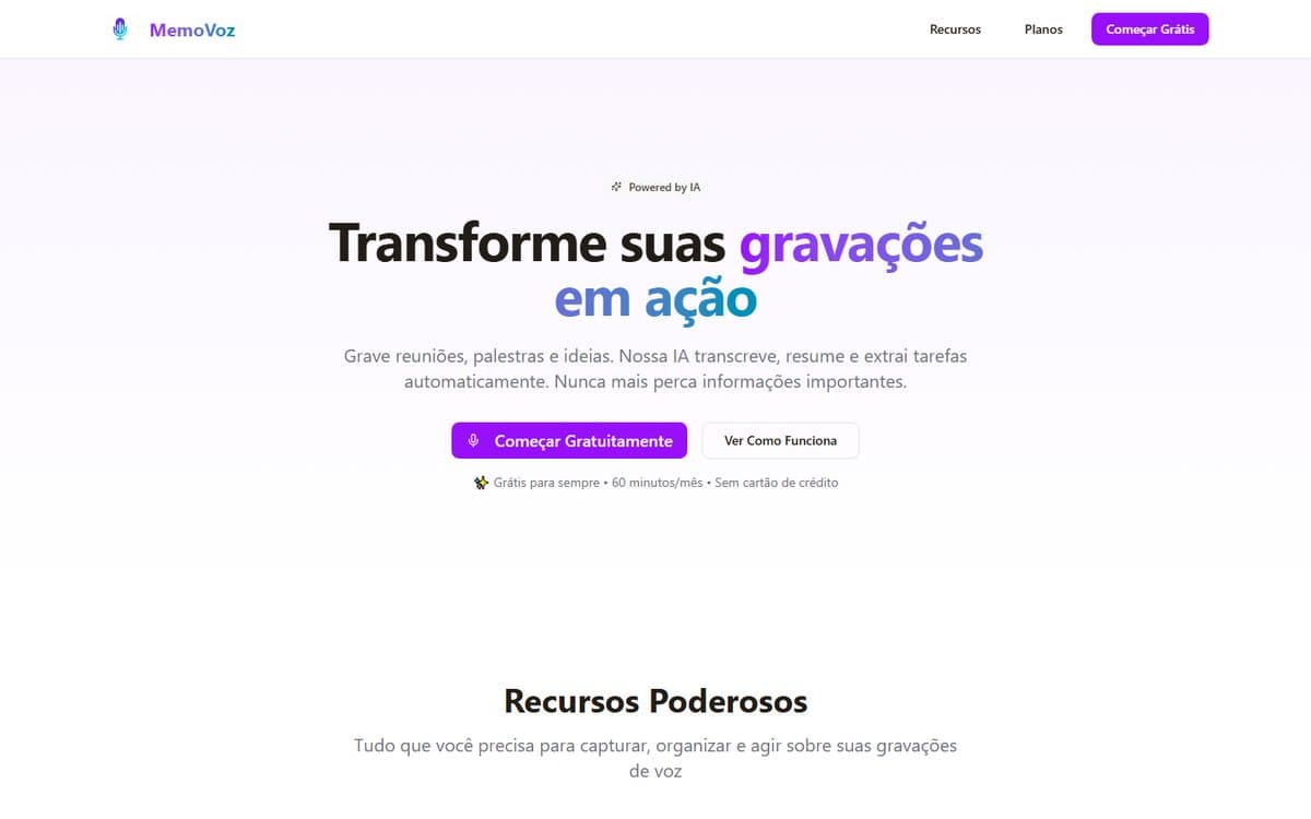Tela do MemoVoz